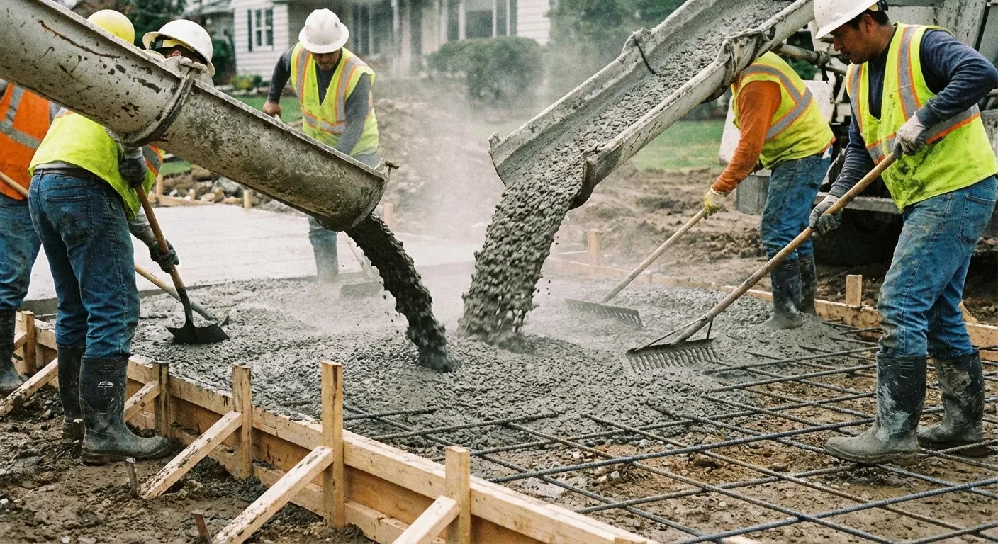 concrete driveway pour in progress Brookridge FL