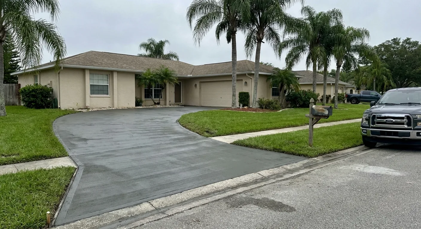 concrete driveway ranch home Spring Hill FL