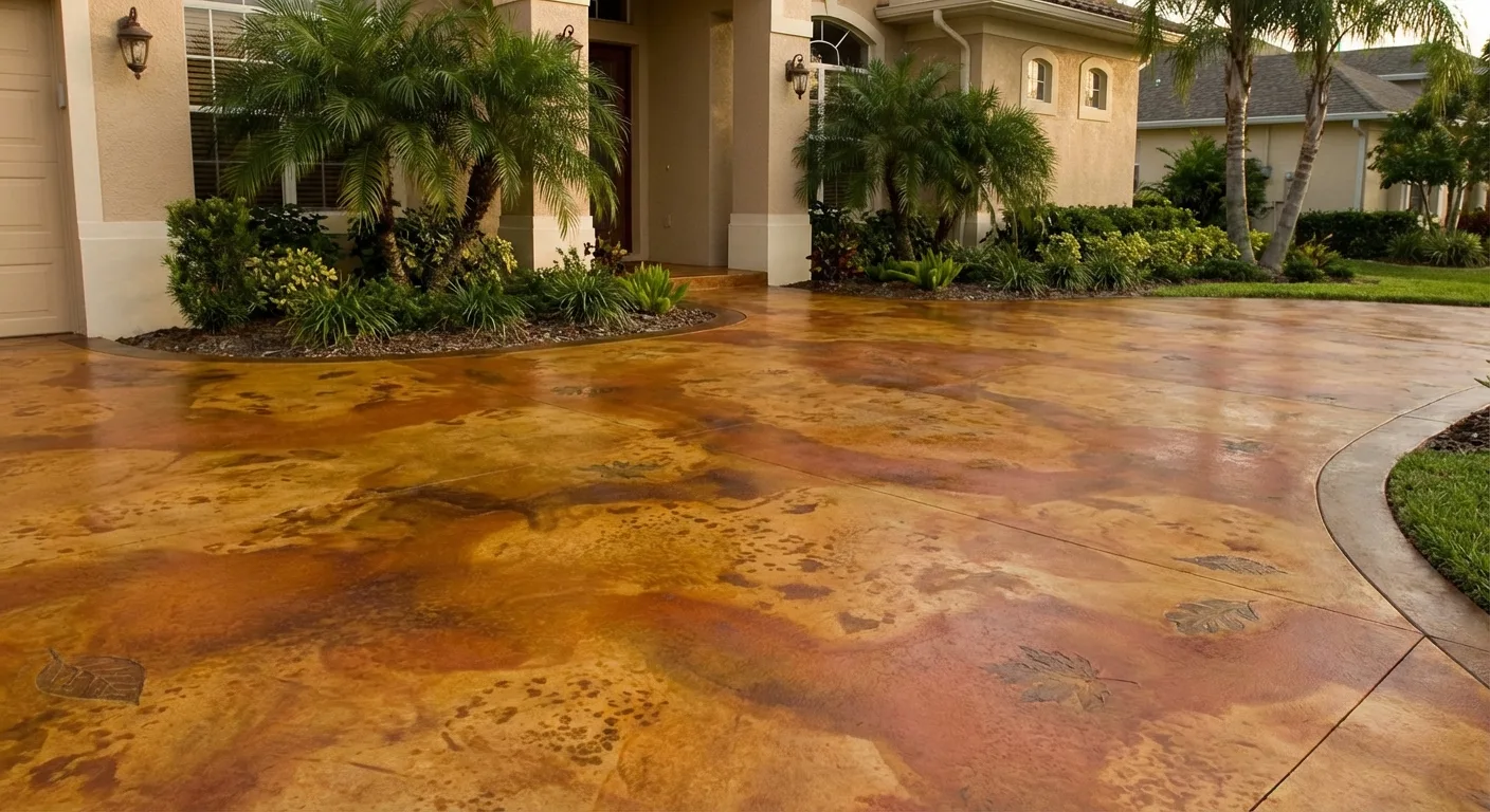 concrete driveway stained Masaryktown FL
